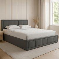 Home Discount Vida Designs Vanita Upholstered Ottoman Storage Bed Frame Linen UKFR Fabric in Dark Grey | Size: Double