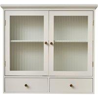 Melody Maison Pale Grey-Taupe Reeded Glass Wall Cabinet With Drawers in Taupe