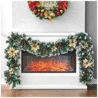 270cm Spruce Artificial Greenery Christmas Garland with 50 LED Warm White Lights