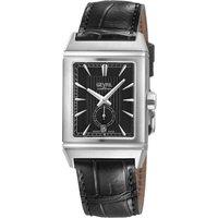 Gevril Men's Time Square ETA 2895/2 Swiss Automatic Black Dial, Black Handmade Italian Leather Watch
