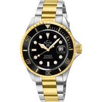 Men's Liguria 316L Stainless Steel Cae,Black Bezel, Black Dial, Two Tone Gold/Stainless Steel Bracelet Watch