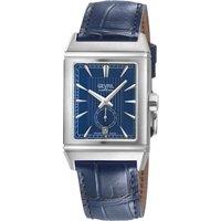 Gevril Men's Time Square 316L Stainless Steel Case, Blue Dial, Blue Handmade Italian Leather Watch