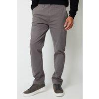 Threadbare Men's 'Ravello' Straight Leg Canvas Trousers With Stretch in Dark Grey | Size: 32R