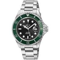 Men's Liguria 316L Stainless Steel Case, Green Bezel, Black Dial Stainless Steel Bracelet Watch