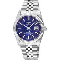 Gevril Men's West Village, Swiss Automatic Watch, Blue Lapis cabochon Dial, 316L Stainless Steel, & Sapphire Crystal in Silver