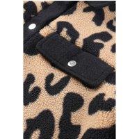 Azura Exchange Women's Black Contrast Trimmed Leopard Teddy Shacket Jackets | Size: 18