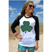 Azura Exchange Women's Black Leopard Spotted Clover St Patric T-Shirt T-Shirts | Size: 10