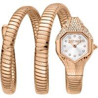 Just Cavalli Women's Snake 316L Stainless Steel White Dial Watch in Gold