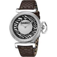 Roberto Cavalli Women's Womens silver dial brown leather watch