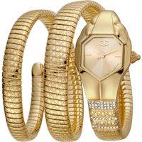 Just Cavalli Women's Just Glam EVO 1 champagne Dial Yellow Gold Bracelet Snake Diamond Fashion Watch