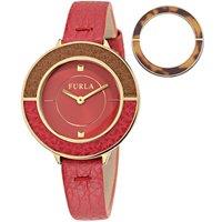 Furla Women's Club Red Dial Calfskin Leather Watch