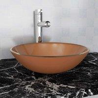 Berkfield Home Basin Tempered Glass 42 cm Brown