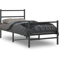 Berkfield Home Metal Bed Frame without Mattress with Footboard Black 90x190cm in Black | Size: 90x190 cm