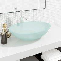 Berkfield Home Basin Glass 50x37x14 cm Frosted in Cream | Size: 50 x 37 x 14 cm
