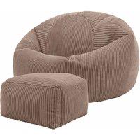icon Kingston Bean Bag & Footstool Jumbo Cord Bundle in Taupe | Size: Medium