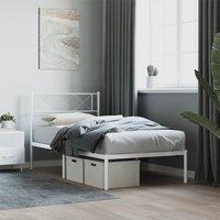 Berkfield Home Metal Bed Frame with Headboard White 90x190 cm Single