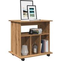 Berkfield Home Rolling Cabinet Artisan Oak 60x45x60 cm Engineered Wood in Brown | Size: 60 x 45 x 60 cm