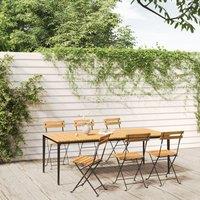 Berkfield Home Folding Garden Chairs 6 pcs Steel & Solid Wood Acacia in Brown