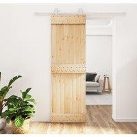 Berkfield Home Sliding Door with Hardware Set 70x210 cm Solid Wood Pine in Brown