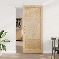 Berkfield Home Sliding Door with Hardware Set 86x211 cm Solid Wood Pine in Beige