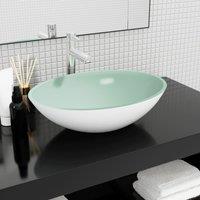 Berkfield Home Basin Glass 50x37x14 cm White | Size: 50 x 37 x 14 cm