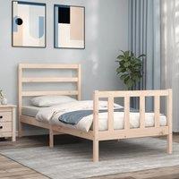 Bed Frame with Headboard 90x190 cm Single Solid Wood