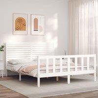 Berkfield Home Bed Frame with Headboard White 160x200 cm Solid Wood