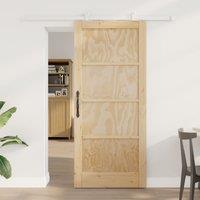 Berkfield Home Sliding Door with Hardware Set 86x198.5 cm Solid Wood Pine in Beige