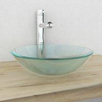Berkfield Home Basin Tempered Glass 42 cm Frosted in White