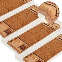 Berkfield Home Stair Mats Self-adhesive 5 pcs 65x21x4 cm Beige | Size: Medium
