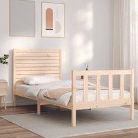 Berkfield Home Bed Frame with Headboard Single Solid Wood in Brown