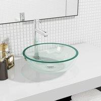 Berkfield Home Basin Tempered Glass 35x12 cm Transparent in Black