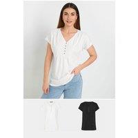 Long Tall Sally Women's Tall 2 Pack Henley Tops in Black | Size: 8