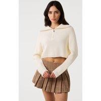 Pink Vanilla Women's Ivory Half Zip Knitted Jumper | Size: Medium/Large