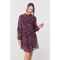 Izabel London Women's Animal Print Semi Sheer Short Dress in Purple | Size: 16