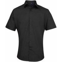 Premier Men's Supreme Poplin Short-Sleeved Shirt in Black | Size: 16 inches