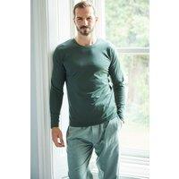 British Boxers Men's Deep Forest Cotton Jersey Long Sleeve Top in Dark Green | Size: Large