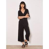 Apricot Women's Wide-Leg Culotte Jumpsuit in Black | Size: 8