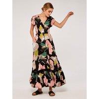 Apricot Women's Graphic Floral Print Maxi Dress in Black | Size: 8