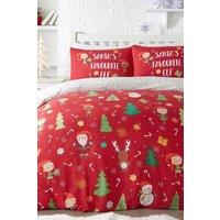 Bedlam 'Elf & Santa' Christmas Duvet Cover Set in Red | Size: King