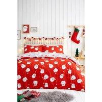 Fusion 'Happy Santa' Easy Care Duvet Cover Set in Red | Size: King