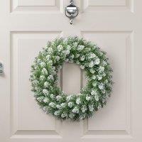 Christow Christmas Wreath Frosted Green Artificial Door Decoration 45cm (S) 60cm (L) | Size: Large
