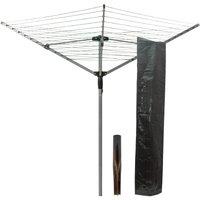 mysmartbuy Outdoor 4 Arm Rotary Clothes Dryer with Ground Spike, Cover & Retractable Arms - Folding Garden Washing Line Airer - H180 x 125cm