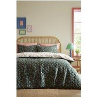Fusion 'Nelly' Floral Print Textured Finish Duvet Cover Set in Green | Size: Single