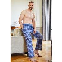 British Boxers Men's Celt Navy Tartan Brushed Cotton Pyjama Trousers in Navy | Size: Large