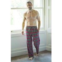 British Boxers Men's "Gaia" Tartan Brushed Cotton Pyjama Trousers in Burgundy | Size: XL