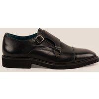 Oswin Hyde Men's Garson Leather Monk Strap Shoes in Black | Size: 10