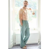 British Boxers Men's Moss Herringbone Brushed Cotton Pyjama Trousers in Dark Green | Size: XL