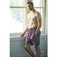 British Boxers Men's "Gaia" Tartan Brushed Cotton Sleep Shorts in Burgundy | Size: Medium