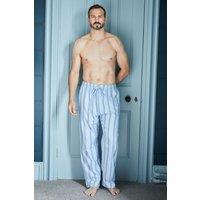 British Boxers Men's "Brighton Blue" Stripe Brushed Cotton Pyjama Trousers in Light Blue | Size: Medium